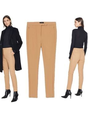 Club Monaco camel brown Tab Front slim fit Skinny Pants Sz 10